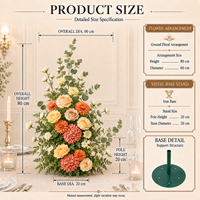 Composition florale en soie faite à la main, style jardin français vintage, roses et hortensias artificiels, décoration de sol pour allée de mariage