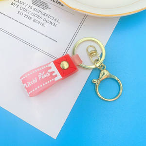 Cordon de poignet court avec boucle de clé en <span class=keywords><strong>pvc</strong></span> en caoutchouc <span class=keywords><strong>souple</strong></span> <span class=keywords><strong>transparent</strong></span> bon marché de couleur bonbon avec porte-clés en métal doré - Product Image 3