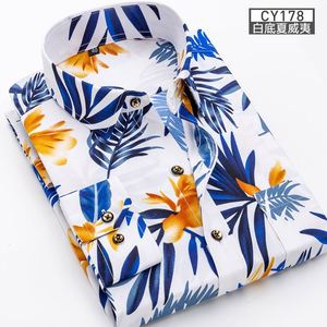 Chemise à manches longues rayée pour homme, style coréen, imprimé, coupe ajustée, chemise à carreaux pour jeunes, chemise à fleurs tendance - Product Image 6