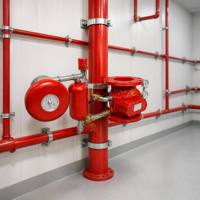 Rakitan Katup Alarm Sistem Sprinkler Kebakaran Pipa Basah Ruang Penundaan Motor Air Pengukur Tekanan Katup Kontrol Berflensa