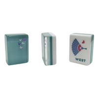 Ensemble de Mahjong américain de luxe en acrylique transparent vert menthe avec des tuiles à motifs floraux et un éventail pour le poker et le divertissement