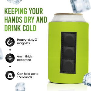 Magnetic Can Coolers 12oz 4mm Neoprene 3 Magnets Collapsible Beer Sleeve Custom Logo Print Golf Cart Tailgate Party <b>BBQ</b> 8 Colors - Product Image 3