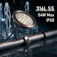 Yaokingled YK-UW105 18x3W 316L Acier inoxydable 54W Blanc RGB 24V IP68 Éclairage LED sous-marin pour eau de mer