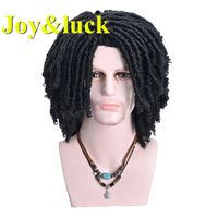 Vente en gros de haute qualité afrique dreadlocks courts bouclés hommes perruques quotidien ou de fête marron gris Afro crépus bouclés synthétiques hommes perruques