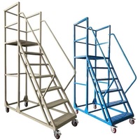 Echelle roulante industrielle mobile pour entrepôt et supermarché étagère de stockage réglable échelle en métal avec plate-forme