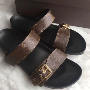 Zapatillas de cuero de diseñador de alta calidad, cómodas y acolchadas, sandalias de verano para mujer, chanclas informales antideslizantes para hombre - Product Image 2