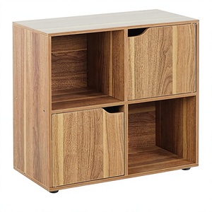 Modern Wooden Bookcase Storage Cabinet Floor Standing Cube <b>Shelf</b> Freestanding Organizer for Living Room Home <b>Office</b> - Product Image 2
