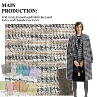 Chane-style personnalisé fantaisie manteau vérifier tissu 65% Polyester 35% coton acrylique Tweed tricoté tissu pour femmes vêtement