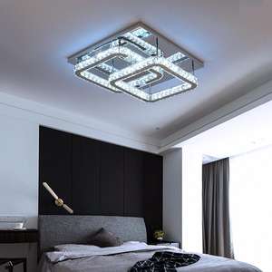 Lampu Langit-langit Pabrik Lampu Modern Remote Control <span class=keywords><strong>Mp3</strong></span> Led Pencahayaan Dalam Ruangan K9 Kristal Lampu Langit-langit Persegi 500x500mm - Product Image 2