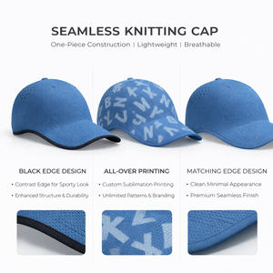 Casquette de <span class=keywords><strong>golf</strong></span> et de course sans couture, vierge, perforée au laser, avec œillets, en polyester et élasthanne, imperméable et ventilée - Product Image 2