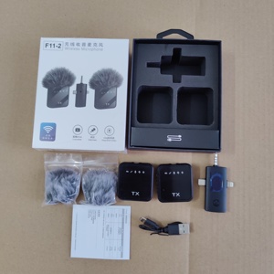 Micro không dây <span class=keywords><strong>mini</strong></span> kép nhỏ gọn 3 trong 1 New Portable F11-2 khử tiếng ồn, kẹp cổ áo dành cho giáo viên - Product Image 2