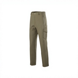 Pantalones de Senderismo para Hombre, Color Verde Oliva, Tejido Softshell, Impermeables, con Cierre y Bolsillos Tipo Cargo - Product Image 2