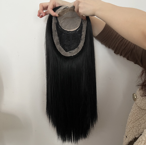 2021 Qicai 8*8 Kích Thước Cơ Sở Lụa <span class=keywords><strong>Top</strong></span> 4*4 Human Hair Topper <span class=keywords><strong>Closure</strong></span> Với <span class=keywords><strong>Clips</strong></span> Châu Âu Remy Tóc Đúp Rút Ra Topper Cho Phụ Nữ - Product Image 4