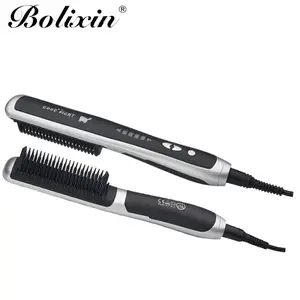 Led Private Label Mannen Baard Haar Borstel Stijltang Keramische Kam Flat Iron