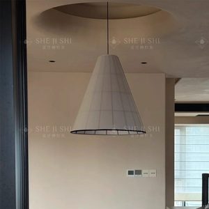 Lustre de style Wabi Sabi, diamètre 40cm 50cm 60cm 80cm, luminaire suspendu rond en tissu pour salon, chambre à coucher, salle à manger - Product Image 5