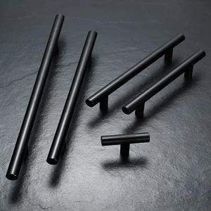 Tiradores Modernos para Armarios de Dormitorio, Perillas Rectas en Negro Cepillado y Dorado, Tiradores para Puertas de Cocina y Muebles - Product Image 2