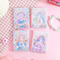 Carnet à couverture PVC 64K, 92mm*126mm, 80GSM, 76 feuilles, motif grille fille anime rose, mini format de poche, 384 pièces/carton, vente en gros