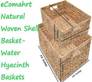 Set of 3 Water Hyacinth <b>Baskets</b> <b>Small</b> Wicker Storage Bins with <b>Handles</b> for Kitchen Bathroom and Shelf Organization ECOMAHRT - Product Image 4