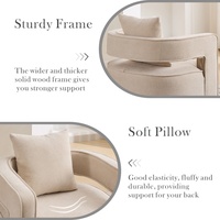 Fauteuils modernes confortables en mélange de lin, fauteuils pivotants à dossier ouvert avec base vieillie, fauteuils à accoudoirs pour salle de lecture