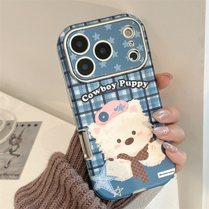 Coque de téléphone antichoc en cuir motif chien mignon pour iPhone 17 Pro Max, 16, 14, 13, 11 – Protection intégrale texturée - Product Image 6