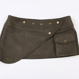 Minifalda Asimétrica de Gamuza para Mujer, Cintura Baja, con Bolsillos con Remaches, Estilo Y2K Cyberpunk Western, Corte en A, Nueva Colección 2026 - Product Image 6
