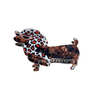 Pinces à cheveux en acétate motif Teckel de dessin animé, style rétro à carreaux, en forme de chiot, tendance, en forme d'animal