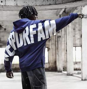 Yingling เสื้อสเวตเตอร์สวมหัวมีฮู้ดสำหรับผู้ชาย, เสื้อมีฮู้ดผ้าคอตตอนพิมพ์ลายไหล่โอเวอร์ไซส์ - Product Image 3