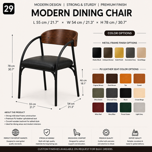 Chaise de salle à manger industrielle moderne, design léger et imperméable, siège en tissu doux, dossier ergonomique, porte-verre à vin pour - Product Image 2