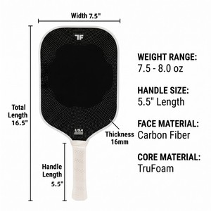 Raquette de pickleball Crbn Trufoam T700 en fibre de carbone 16 mm, noyau 100 % mousse, raquette de pickleball professionnelle personnalisée pour les tournois - Product Image 2
