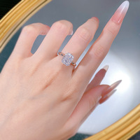 Bague de couple en argent sterling 925 avec zircon blanc taillé en forme de fleur de glace 8*10mm