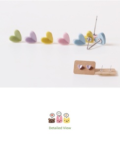 Boucles d'oreilles clous en céramique texturées en forme <span class=keywords><strong>de</strong></span> cœur, couleurs bonbon, style ethnique, petites, <span class=keywords><strong>pour</strong></span> étudiantes - Product Image 6