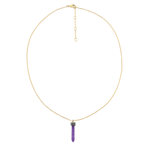 Colgante chapado en oro con forma de lápiz de amatista, joyería hecha a mano para mujer, collar de plata esterlina ajustable - Product Image 1