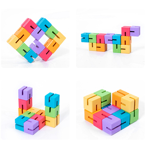 Jouet éducatif HOYE CRAFTS Jouet éducatif <span class=keywords><strong>Cube</strong></span> serpent magique Jouet sensoriel anti-stress Puzzle en bois à torsion pour enfants - Product Image 5