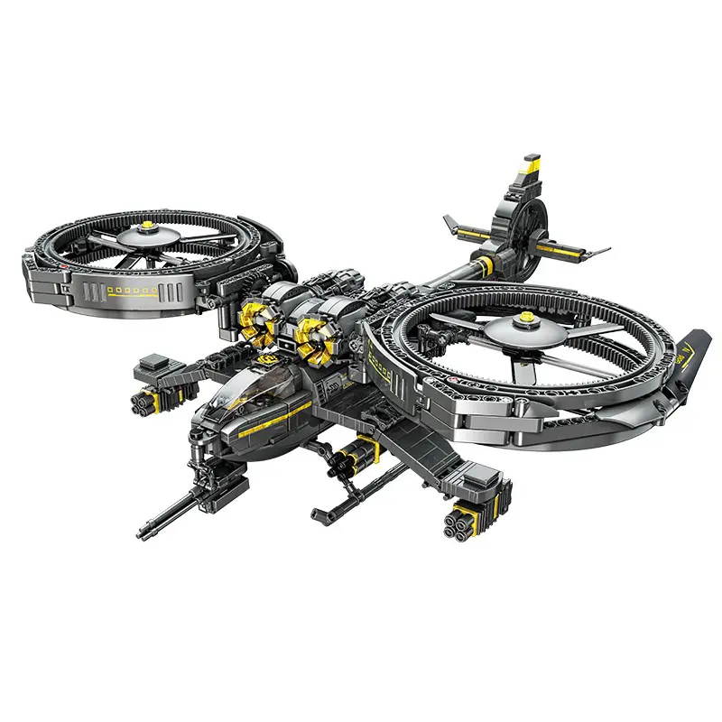 ZHEGAO bilim kurgu serisi akrep avcı uçağı oyuncak inşaat blokları dönebilir kanatlı helikopterler ve jetler tuğla oyuncak F