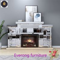 Cheminée électrique LED avec diamant écrasé Meuble à miroir EV accent
