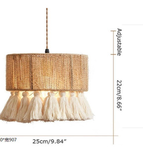 Lampada da soffitto in corda di filato per lampada da Bar/caffetteria/ristorante con ciondolo in Rattan <span class=keywords><strong>e</strong></span> paralume - Product Image 3