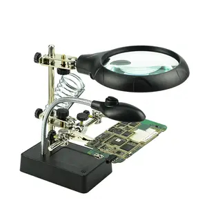 MG16129-C Desktop LED Magnifier with Welding Holder , 2.5X,7.5X,10X magnifying glass with interchangeable lens