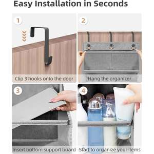 Organisateur suspendu grande capacité pour porte avec étagères et poches renforcées pour chambre et salle de bain, idéal pour le rangement d'outils - Product Image 3