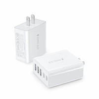 HNT 60W Pengisi Daya Dinding Cepat USB-C PD 5-Port 2 USB-C + 3 Port USB Desain ABS Ringan Perlindungan untuk