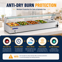 Chauffe-Plats Buffet Professionnel en Acier Inoxydable à Cinq Bacs avec Cloche en Verre pour Hôtels, Restaurants et Traiteurs - Bain-Marie