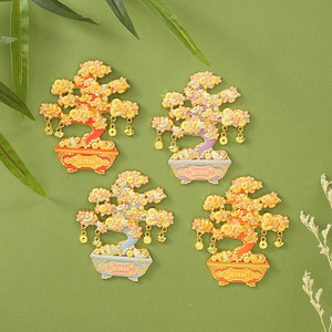 Imanes Decorativos Creativos de Metal Estilo Chino para Refrigerador, con Diseño de Árbol del Dinero, Bonsái y Lingotes de Cobre - Product Image 1