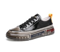 Nouvelles Chaussures Décontractées Confortables pour Hommes en Cuir Verni, Baskets de Marche Tendance et Lumineuses