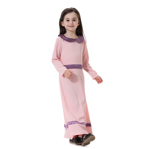 K027 Robe à manches longues pour filles, vêtements islamiques, robes musulmanes, caftan arabe pour enfants, abaya de Dubaï pour filles - Product Image 4