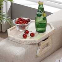 Table à clipser pour accoudoir de canapé en bois, plateau de canapé en bois de couleur rustique
