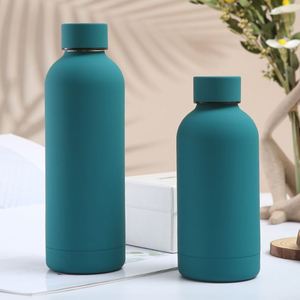 American Style Custom Logo Vacuum <b>Thermos</b> <b>Bottle</b> Rubber Coated Small Mouth Sports Water <b>Bottle</b> With Strap - Product Image 2
