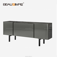 Meuble TV de Luxe Moderne en Marbre, Table de Rangement, Buffet, Meuble d'Entrée en Bois et Métal pour Salon, Chambre, Villa, Salle à Manger, Bar, Style Minimaliste