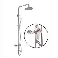 Barre coulissante en acier inoxydable 304 brossé Pomme de douche pluie Inverseur à main Pression Boost Ensemble de douche d'hôtel