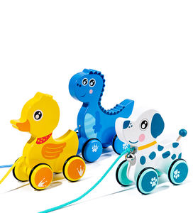 Juguete de madera Montessori para bebé, conejito de madera, andador con ruedas, juguete de arrastre de madera - Product Image 2