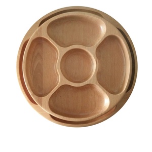 Plateau à dessert pour bébés adultes, vaisselle saine écologique <span class=keywords><strong>assiette</strong></span> en bois à 5 compartiments pour la nourriture - Product Image 2
