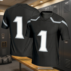 Camiseta de Rugby de Fútbol Americano Negra para Hombre, Cuello en V, Manga Corta, Malla, Número 1, Uniforme de Equipo - Product Image 2